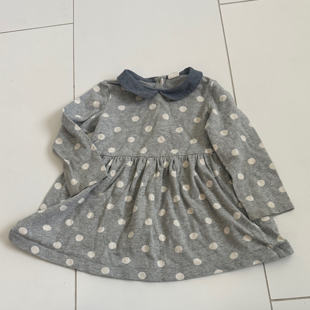Gap Gray Polka Dot Dress with Collar 18/24m